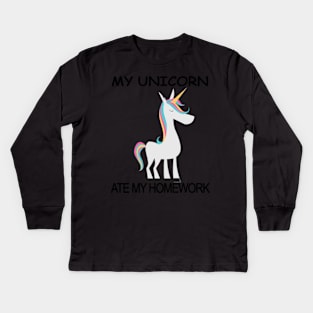 unicorn homework birthday girl women Kids Long Sleeve T-Shirt